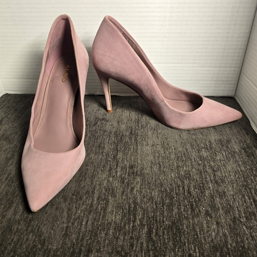 ALDO Women's Pink Suede Pointed Toe Stiletto Slip-On Pumps Size 7.5